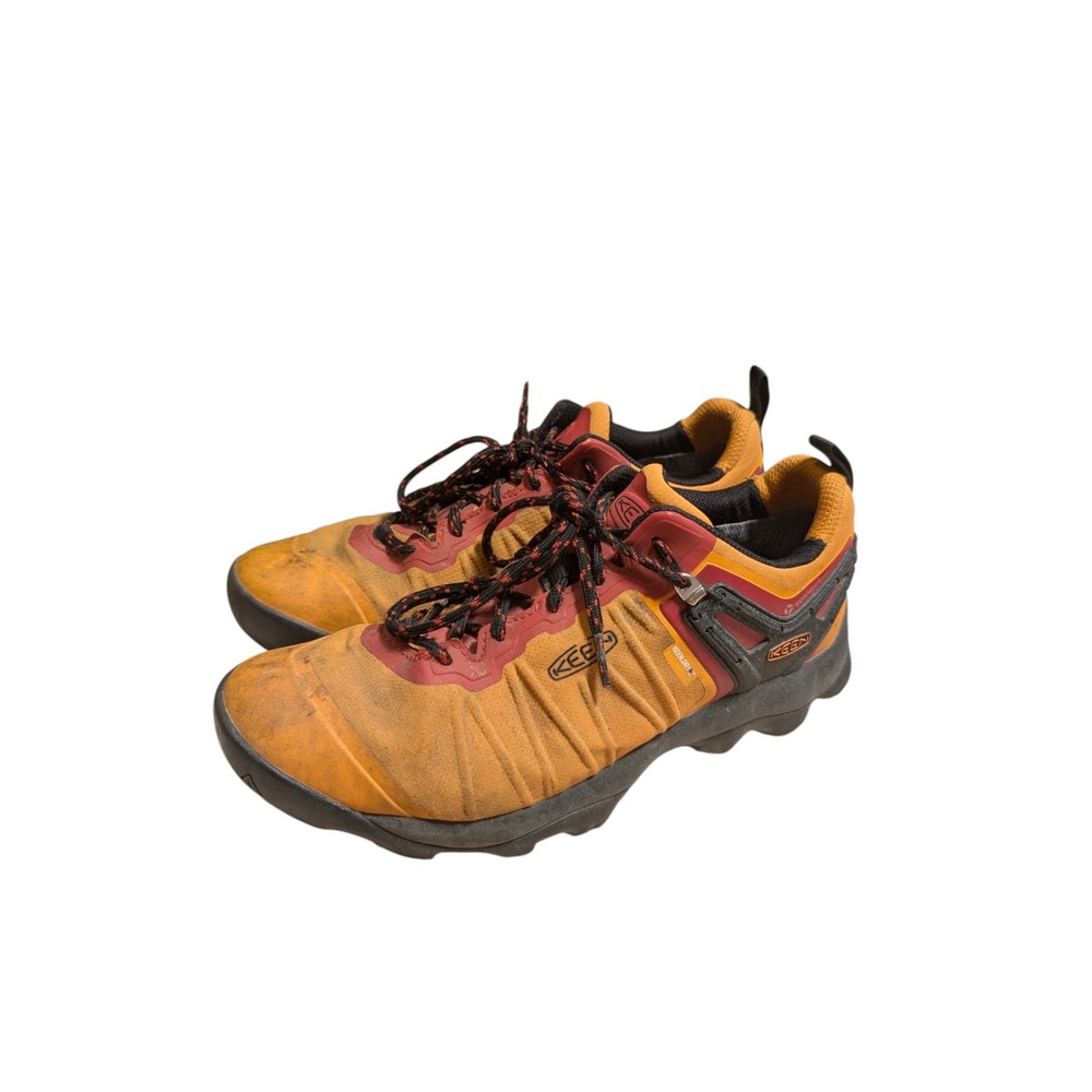 KEEN Venture Waterproof Hiking Shoes‎ Mens 9.5 Orange Red Black Low Top Trail
